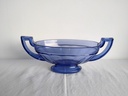 Coupe à fruit ovale modèle "Noémie" couleur bleu, Val Saint Lambert LUXVAL