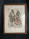Gravure coloré signé Hubert Wenzinger représentant un couple en costume traditionnel 