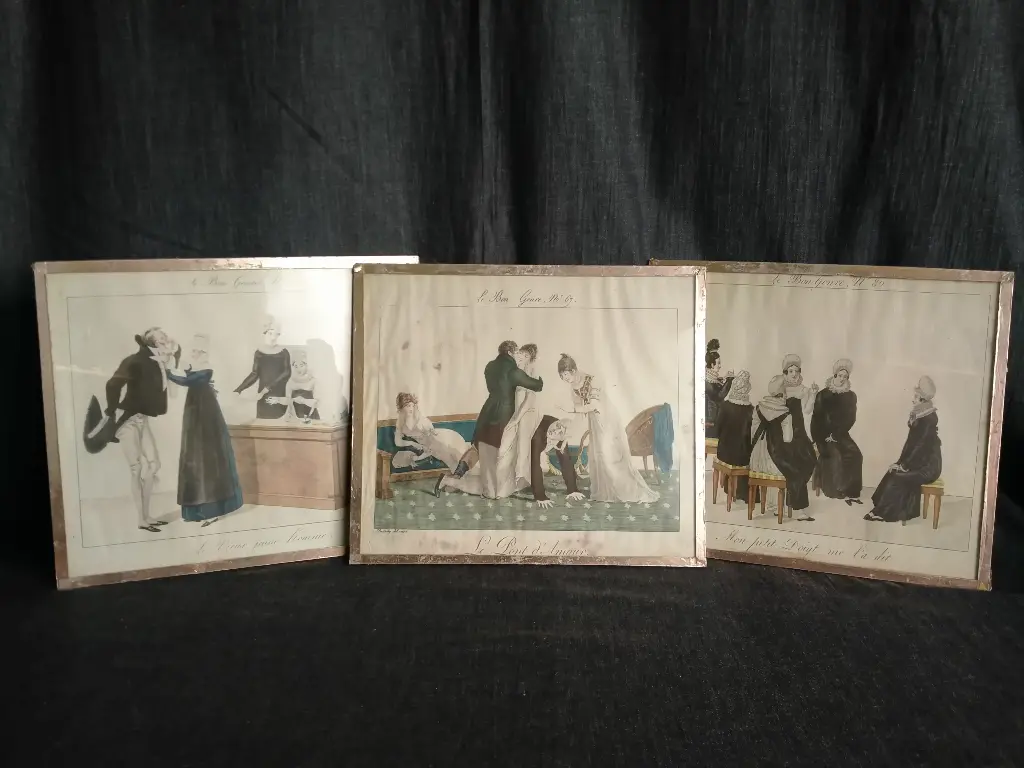 Ensemble de trois gravures humoristiques "Le bon Genre" début XIXe siècle 
