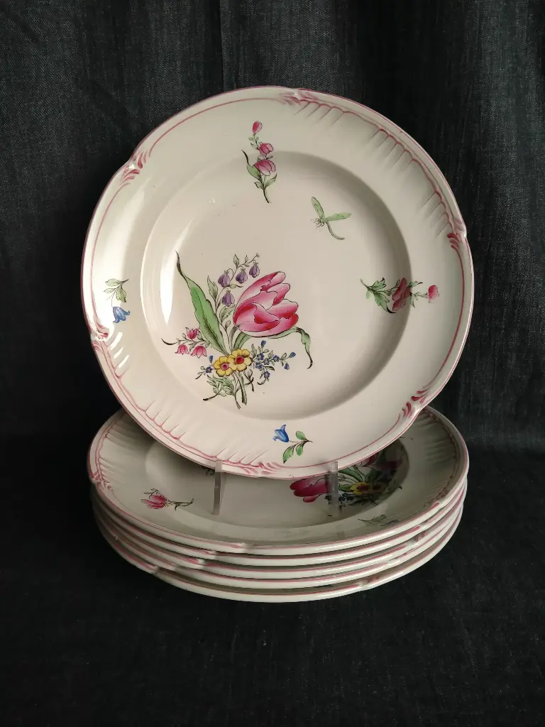 Série de 6 assiettes creuses Keller & Guérin Luneville décor de Strasbourg 