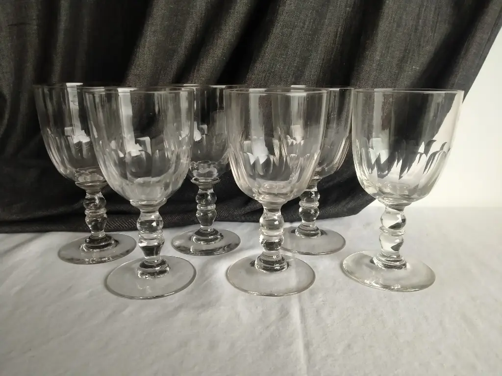Série de 6 verres à eau modèle gondole double balustre Baccarat XIXe siècle