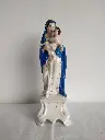 Vierge à l'enfant en porcelaine polychrome XIXe siècle
