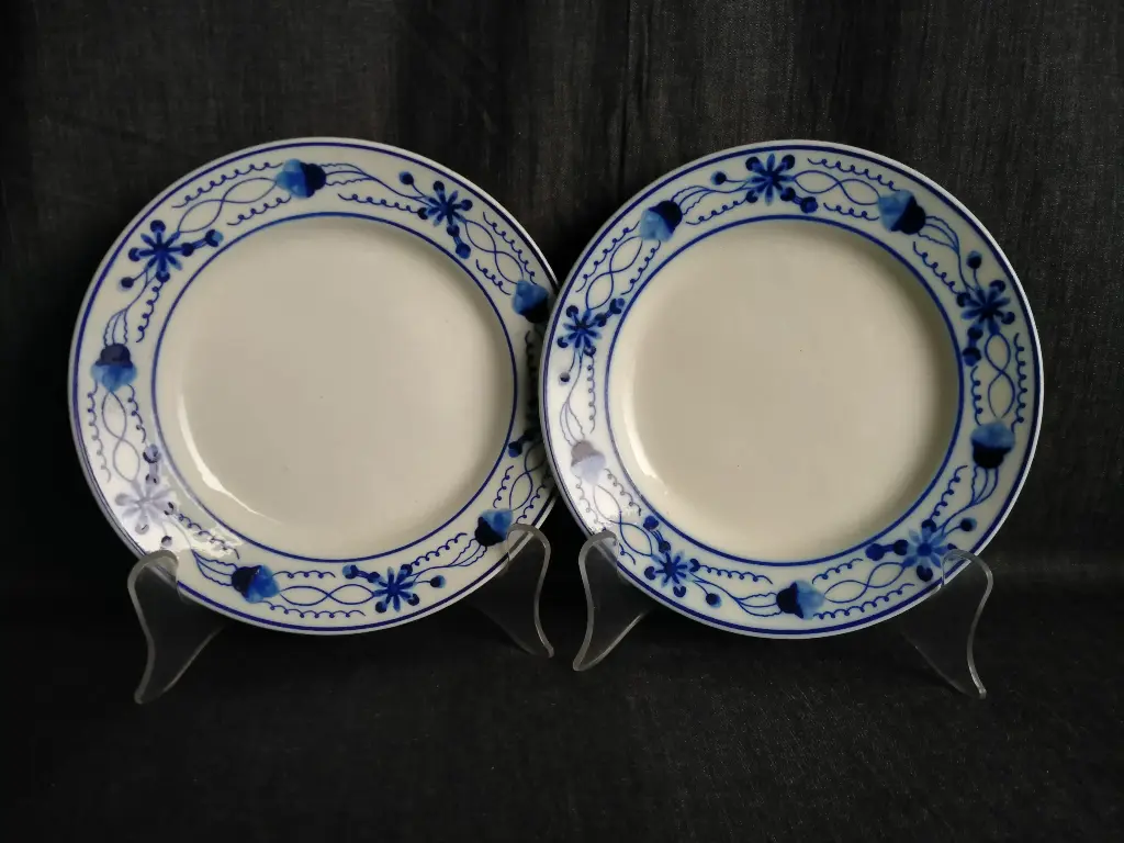 Paire d'assiettes en porcelaine de Tournai décor aux hellébores 