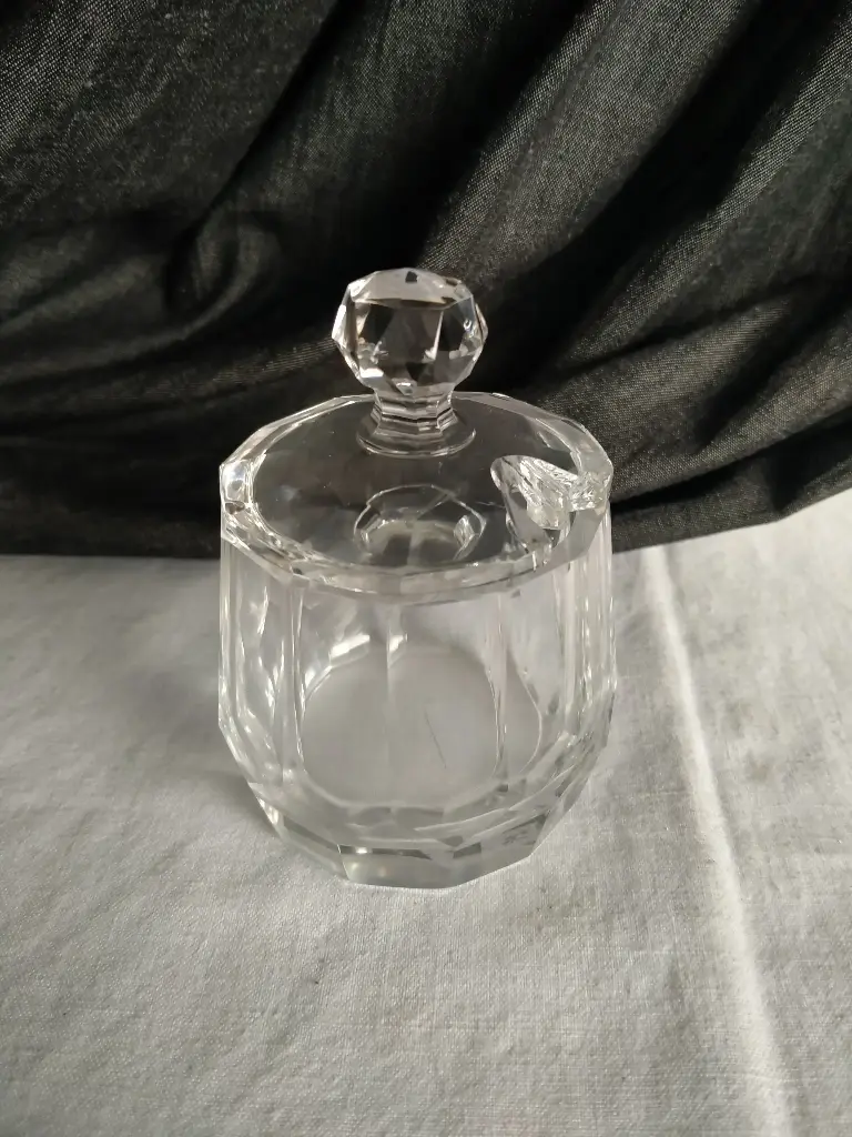 Moutardier en cristal taillé XIXe siècle 