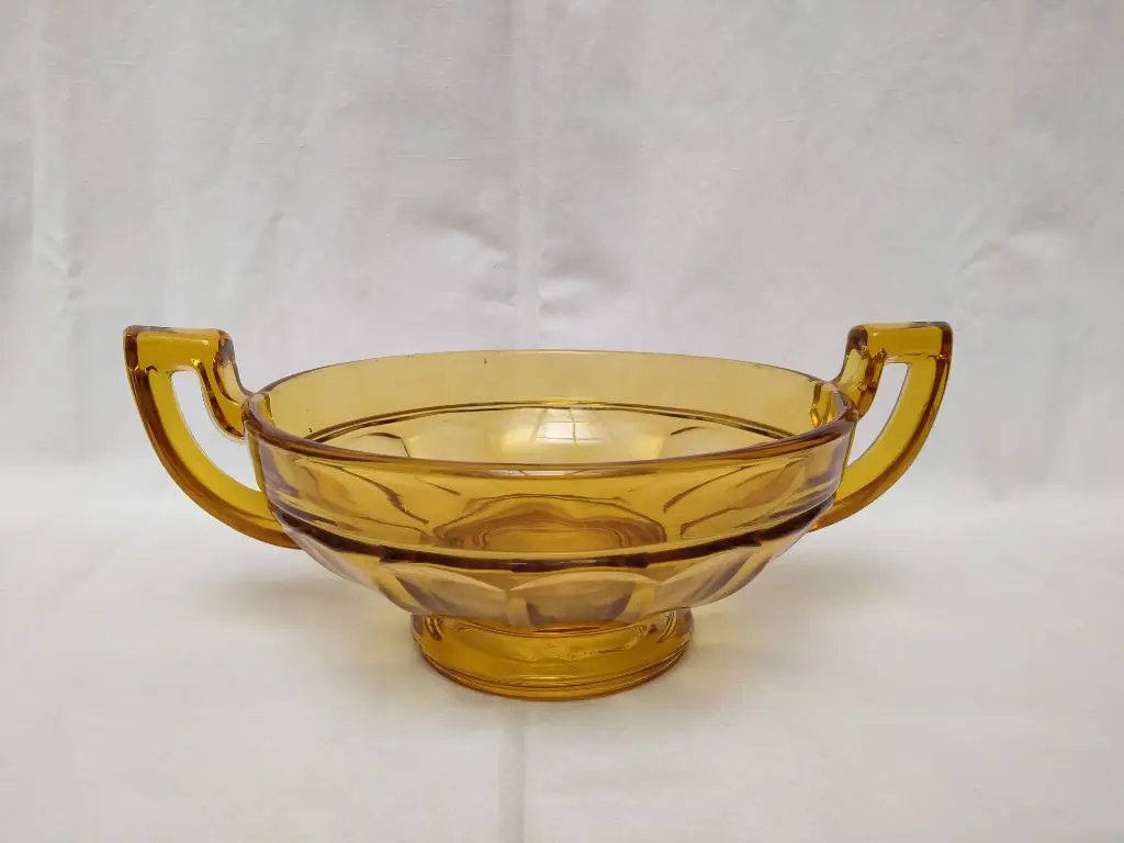 Coupe à fruit ronde modèle "Noémie" couleur Ambre, Val Saint Lambert LUXVAL