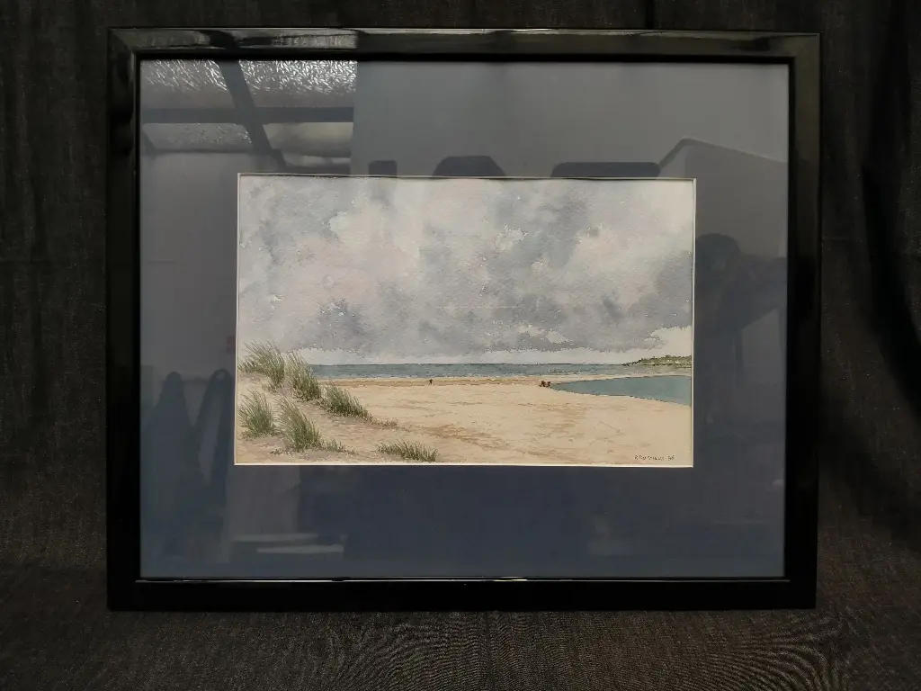 Aquarelle vue de la côte d'Opale signée R. Dutrieux (Nord)