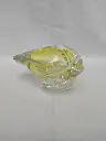 Cendrier en cristal jaune et transparent Val Saint Lambert 