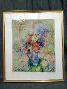 Pastel représentant un bouquet de fleurs signé Olga Mischkine 