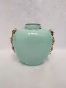 Vase Boch Frères par Raymond Chevalier décor vert et or Art Déco