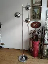 Lampadaire trois bras de lumière métal chromé design années 70-80 "Eye ball"