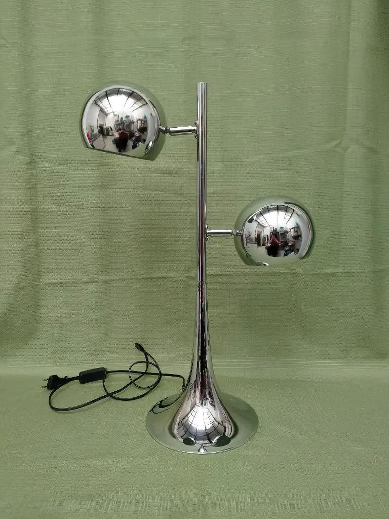 Lampe à deux bras de lumière métal chromé design années 70-80 "Eye ball"