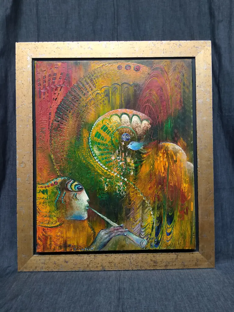 Peinture signée René Berthet n°329 Les anges musiciens 