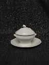 Ancien moutardier en porcelaine en forme de soupière fin XIXe siècle