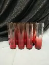 Série de 8 verres à cocktail ou Vodka en cristal rouge et transparent 