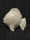 Sculpture en céramique craquelée Art Déco représentant un poisson signée Geo Condé 