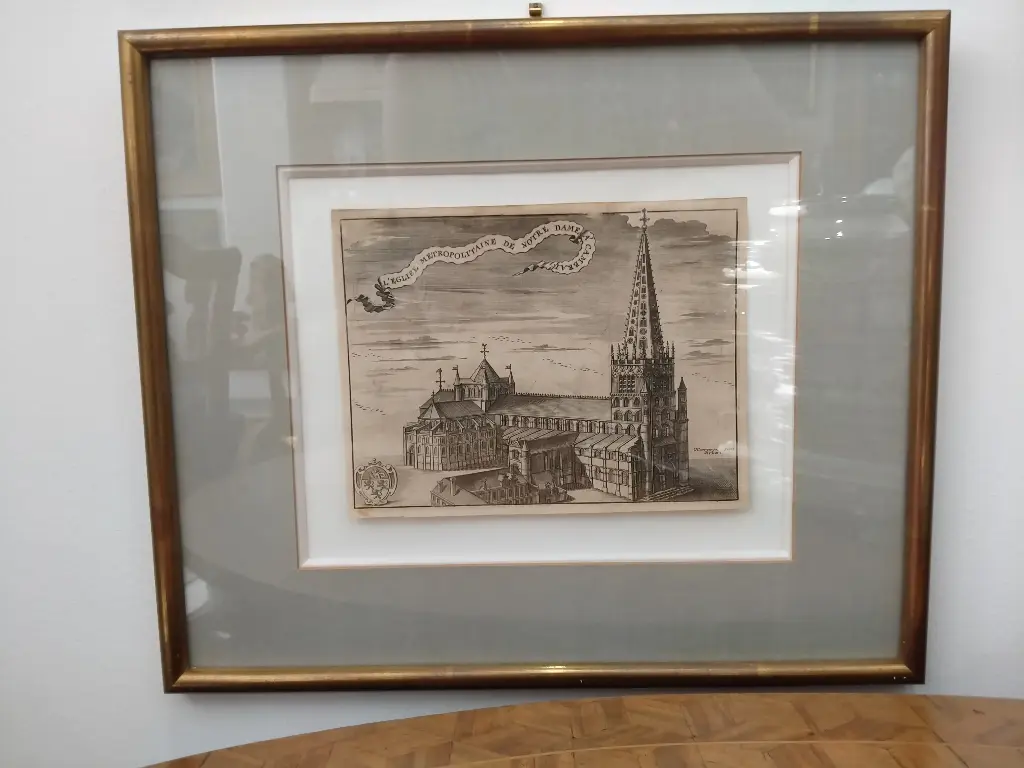 Gravure de l'Eglise métropolitaine  de Notre-Dame à Cambrai par Harrewyn XVIIIe siècle