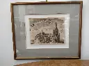 Gravure de l'Eglise métropolitaine  de Notre-Dame à Cambrai par Harrewyn XVIIIe siècle