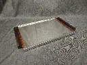 Plateau Art Déco palissandre miroir et chrome