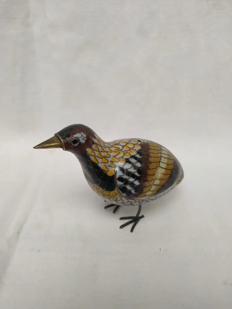 Oiseau caille de Chine en émaux cloisonnés 