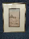 Aquarelle orientaliste Sphinx et pyramide de Gizeh 