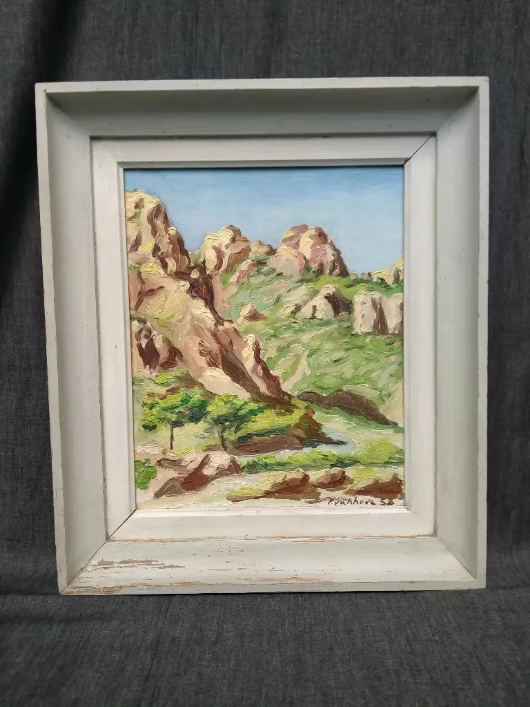 Peinture signée P. Vanhove représentant le Rastel d'Agay dans le massif de l'Estérel dans le Var (école belge)