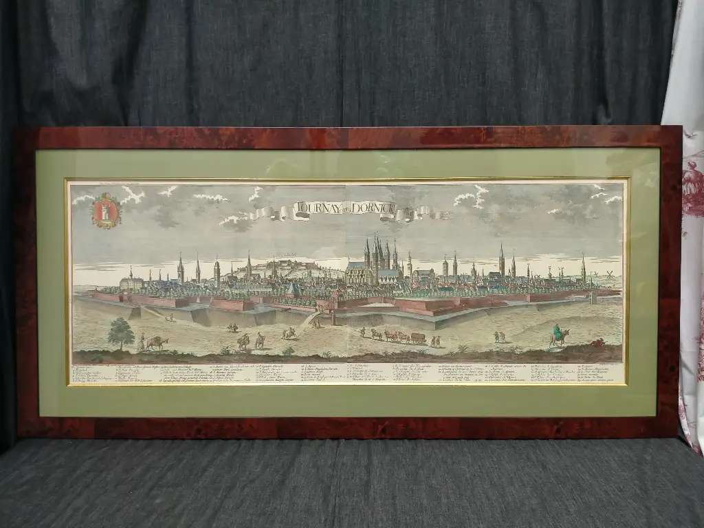 Gravure colorée Tournay oder Dornick par Friedrich Bernhard Werner XVIIIe siècle