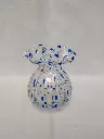 Petit vase Loetz ou Murano transparent et point bleu 