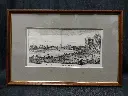 Gravure italienne Vue de la ville de Paris depuis l'île appelé Notre-Dame datant du XVIIIe siècle
