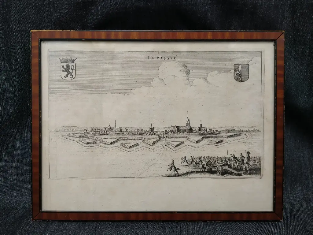 Gravure vue de la Bassée datant du XVIIe siècle extrait du Novum ac magnum theatrum urbium Belgicae Regiae Joan Blaeu Amsterdam 