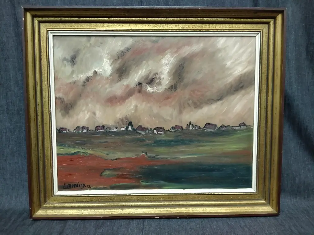 Huile sur panneau signée Louis Lambry école belge