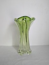 Vase en cristal vert et transparent de Murano années 50