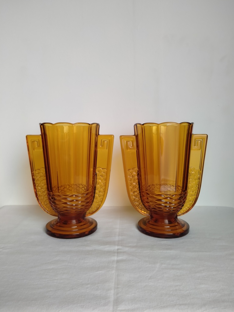 Paire de vases Val Saint Lambert, modèle "Roméo" LUXVAL
