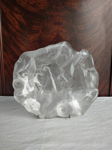 Vide poche / coupe en cristal dépoli, coquillages