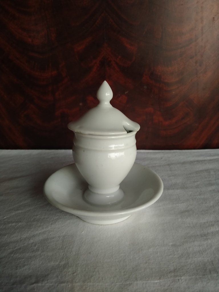 Ancien moutardier en faïence Empire / Restauration XIXe siècle