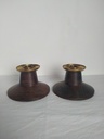 Paire de bougeoirs en palissandre, design scandinave - années 60-70