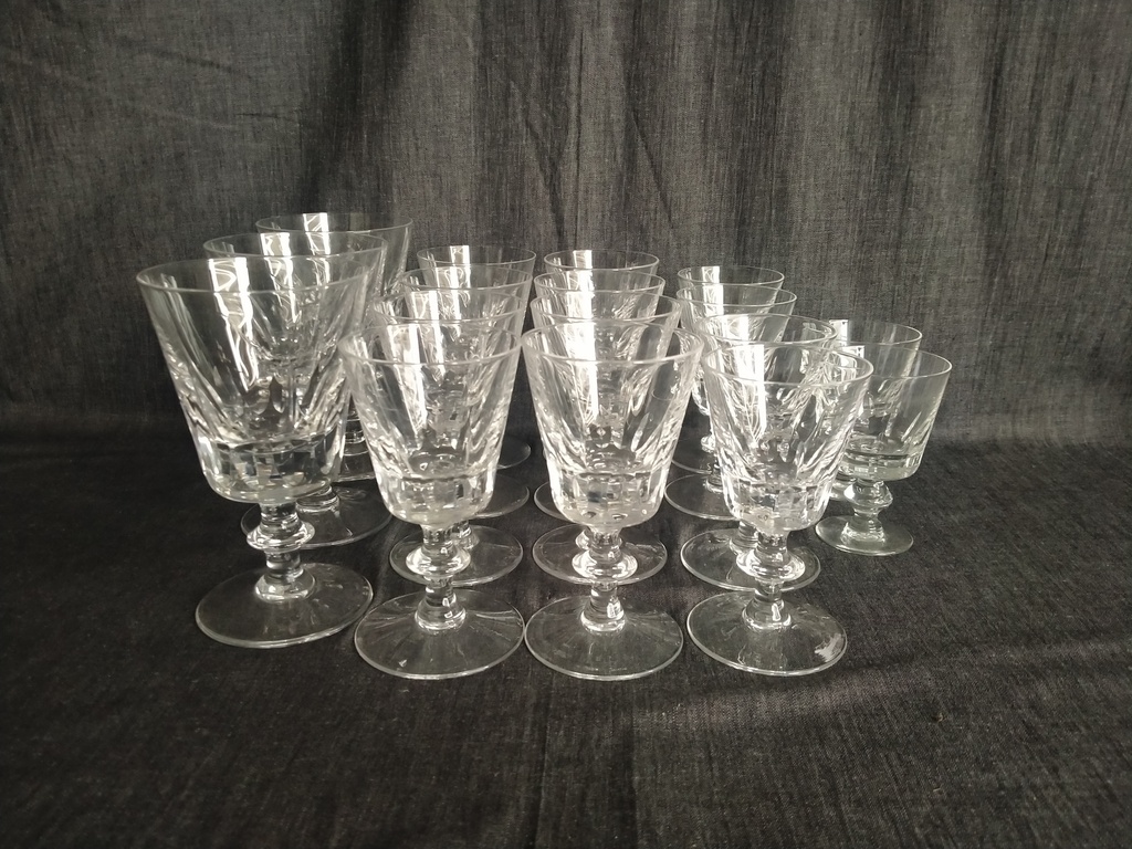 Partie de service de verre en cristal Val Saint Lambert