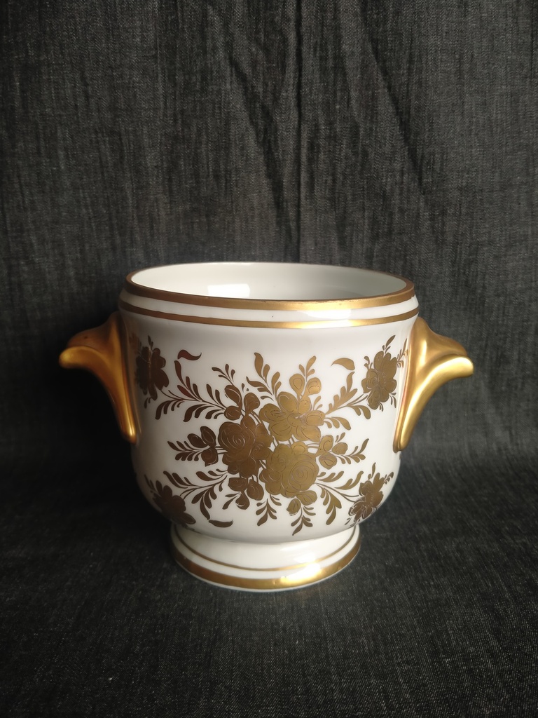Rafraichissoir à verre en porcelaine de Paris Pillivuyt décor or 