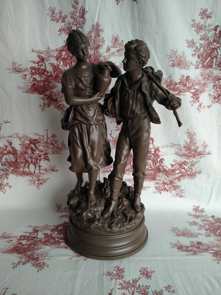 "Rencontre à la source" régule signé Ernest Rancoullet