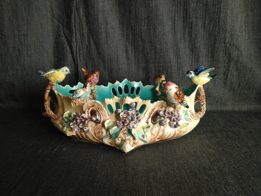 Jardinière / bassin à oiseaux en barbotine