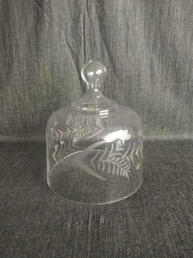 Cloche à fromage en verre gravé fin XIXe siècle 