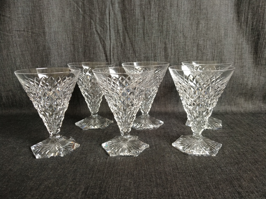 Série de 6 verres à eau en cristal de Val Saint Lambert 