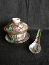 Chine - Bol couvert et sa sous-tasse avec sa cuillère 