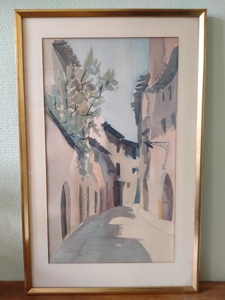 Aquarelle vue d'une ruelle d'Espagne