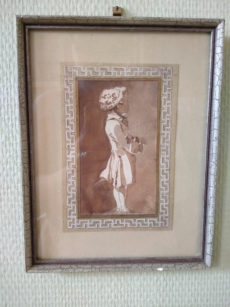 Lavis au sépia représentant un homme de qualité datant du XVIIIe siècle