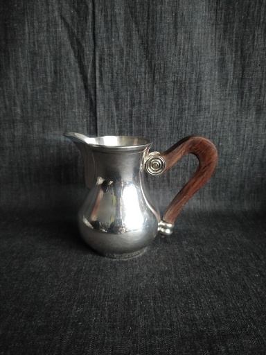 [A113/2] Pot à lait en métal argenté manche en palissandre 
