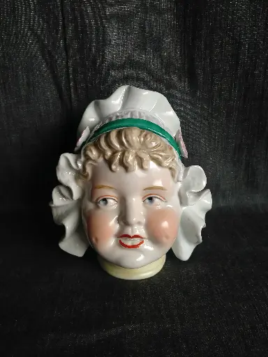 [25086/2] Pot à tabac en porcelaine en forme de tête circa 1900