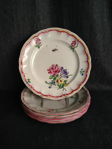 [A064/1] Série de 6 assiettes à dessert Keller & Guérin Luneville décor de Strasbourg 