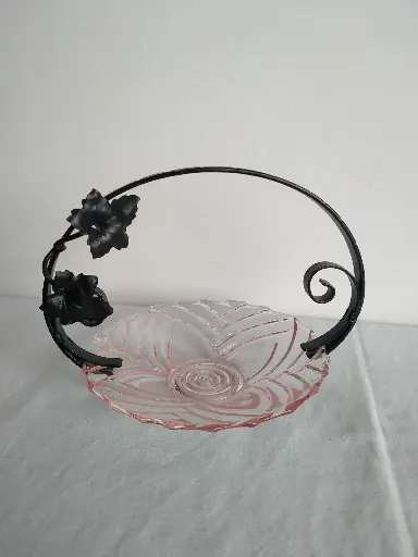 [25088/1] Petite coupe en verre avec monture en fer forgé Art Déco