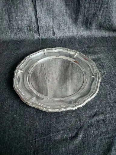 [25091/6] Plat de service rond en métal argenté 