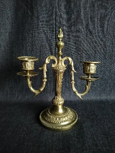 [23025] Petit chandelier à deux bras de lumière en bronze laiton 